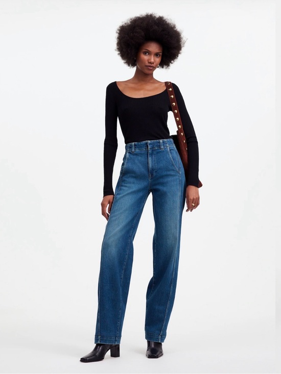 Madewell Denim - Madewell High-Rise Wide-Leg Tapered Jeans — Blue